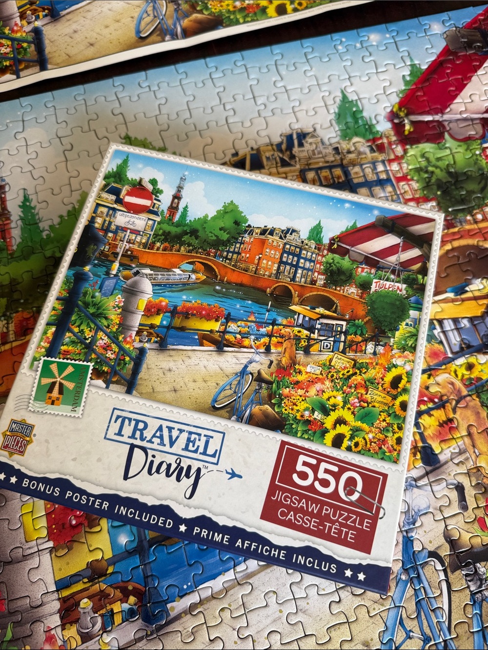 Master Pieces Travel Diary 550-Piece Amsterdam City Canal Puzzle